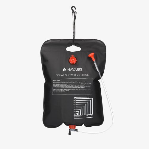 Комплект от 2 x Navaris соларен къмпинг душ с маркуч и кран, 20L, черен, 45686.03.01