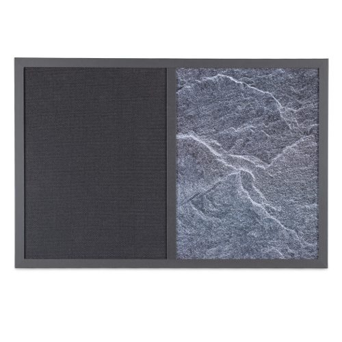 Tabla combinata Navaris, whiteboard magnetic si pinboard textil, 60x40 cm, accesorii, negru, textil/MDF