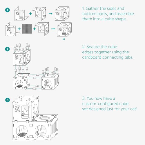 Модулна картонена къща за котки Navaris с 3 кубчета, 53109.01