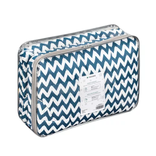 Patura grea Navaris, 135x200 cm, 8.8 kg, model zig-zag, pentru somn profund, gri, poliester/bumbac