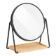 Oglinda cosmetica Navaris 1x/2x cu tava bambus, 17.5 cm diametru, 20.5 cm inaltime, maro, bambus
