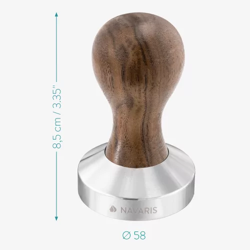 Тампер Navaris от неръждаема стомана с дръжка от орех, 58 mm, Covoras, 51802.01.30