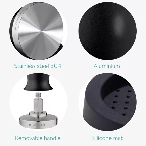 Тампер Navaris от неръждаема стомана и алуминиева дръжка, 51 mm, Covoras, 51802.02.29
