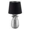 Lampa de masa Navaris, design ananas, 35 cm, abajur opac, E27, negru/argintiu, ceramica/metal