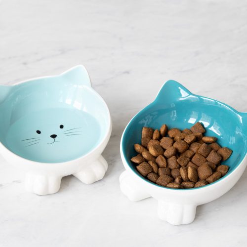 Комплект 2 керамични купи за котки Navaris, Anti-slip, Green, 50736.04