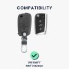 Калъф за автомобилен ключ за VW / Skoda / Seat - 3 бутона, kwmobile, кожа набук, сив, 48575.19