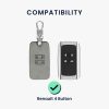Капак за автомобилен ключ за Renault / Dacia - 4 бутона - Keyless Go, набук кожа, сив, 48565.16