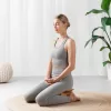 Taburet meditatie Navaris, ergonomic cu margini rotunjite, 41x21x18 cm, maro, bambus