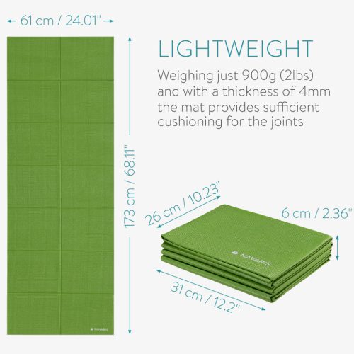 Saltea yoga pliabila Navaris, 173x61x0.4 cm, antiderapanta, calatorii si studio, negru, PVC