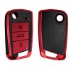 Капак за автомобилен ключ за VW / Skoda / Seat - 3 бутона, kwmobile, силикон, червен / черен, 54022.03