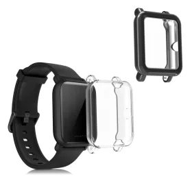   Комплект от 2 калъфа за Xiaomi Amazfit Bip / Amazfit Bip Lite, силиконови, черни / прозрачни, 54037.01