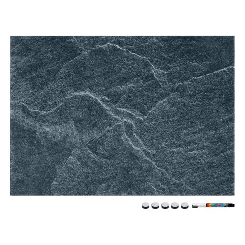 Tabla magnetica Navaris, design piatra neagra, 70x50 cm, planificare si notite, negru, MDF/otel