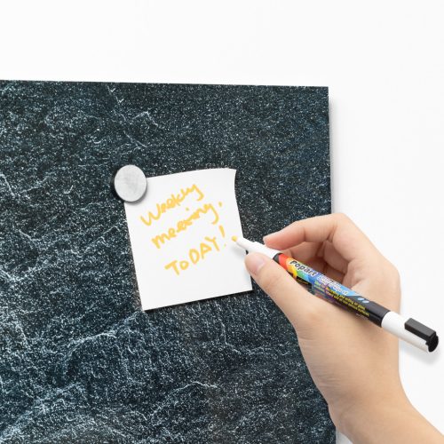 Tabla magnetica Navaris, design piatra neagra, 70x50 cm, planificare si notite, negru, MDF/otel