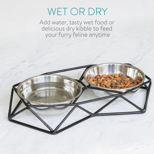Комплект от 2 купи Navaris от неръждаема стомана за кучета и котки с метална опора, 54103.01