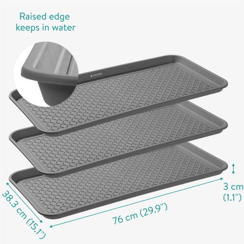 Set 3 tavi incaltaminte Navaris, 76x38 cm, colectare apa si noroi, negru, plastic