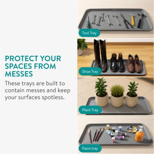 Set 3 tavi incaltaminte Navaris, 76x38 cm, colectare apa si noroi, negru, plastic