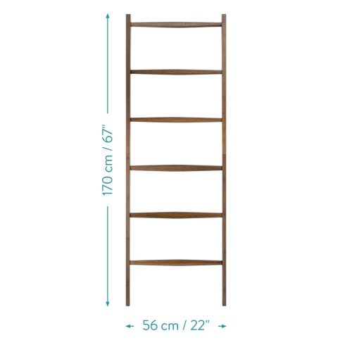 Scara suport prosoape Navaris, 170x56x3 cm, fara gaurire, maro/maro inchis, silicon/bambus