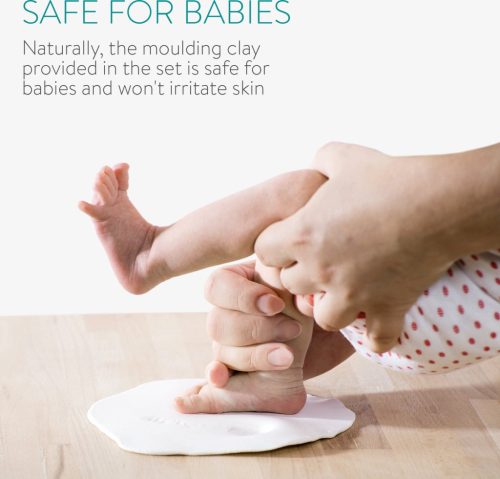 Navaris Бебешки комплект отпечатъци с дървена рамка, бял, 54252.01