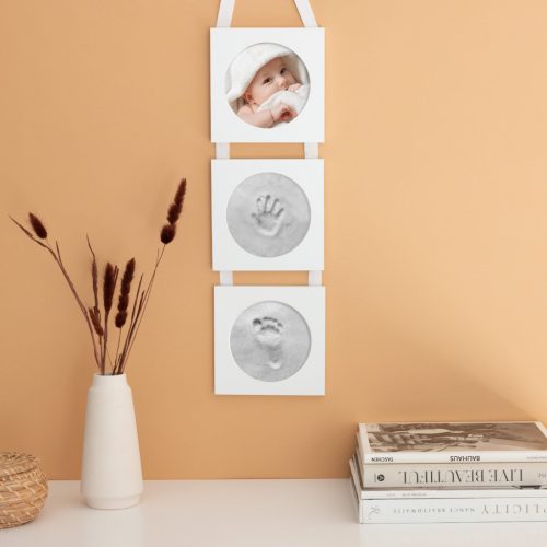 Navaris Бебешки комплект отпечатъци с дървена рамка, бял, 54252.01
