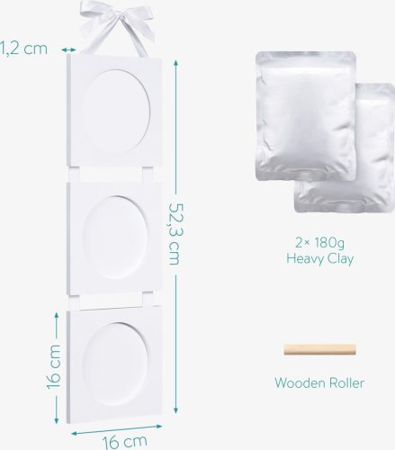 Navaris Бебешки комплект отпечатъци с дървена рамка, бял, 54252.01