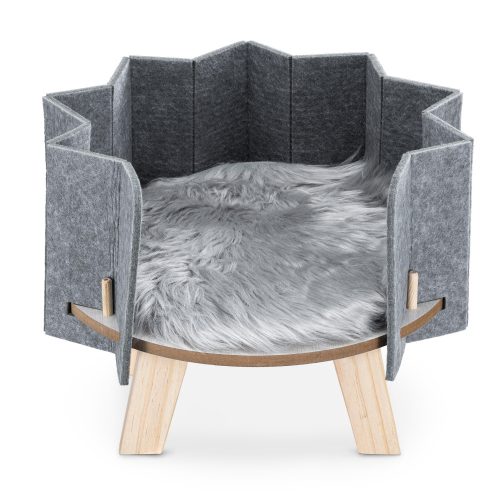 Високо легло за котки или кучета Navaris и подложка за косми, Сиво, 54253.01