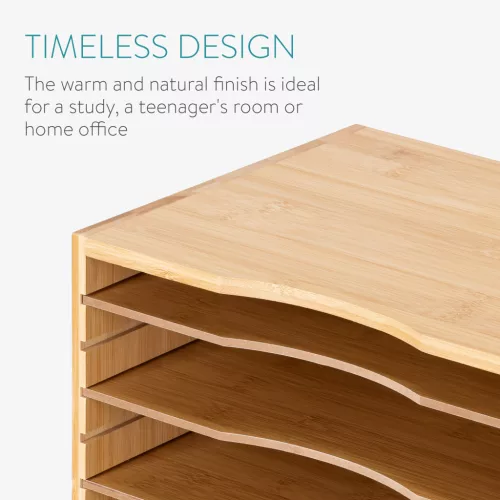 Organizator documente Navaris, 33x24.5x26 cm, rafturi reglabile, birou, maro, bambus