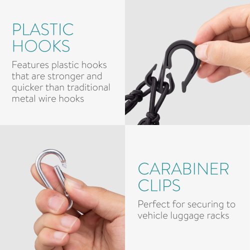 Комплект 2 карго мрежи за мотоциклети Navaris, 40 х 40 см, куки, карабинер, 54307.01