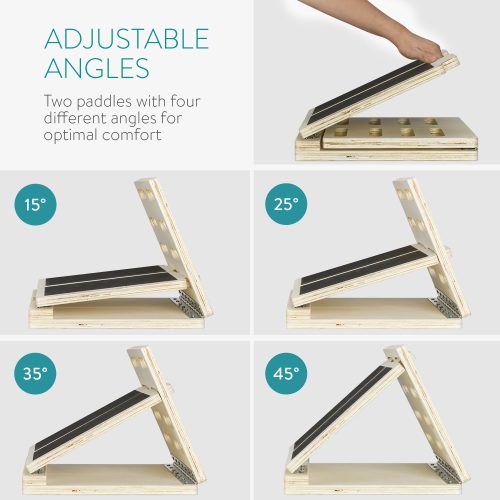 Регулируема дъска за упражнения за разтягане на прасци Navaris, 4 нива, дърво, 54275.02