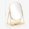 Oglinda cosmetica Navaris cu tava pentru bijuterii, 20.5x13.3x28 cm, roz/auriu, sticla/metal