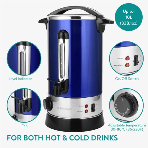 Fierbator vin fiert si apa calda Navaris, 10 L, 1650 W, serviciu bauturi, albastru, metal