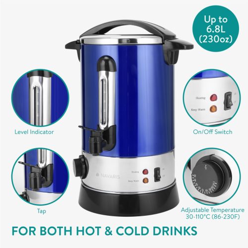 Fierbator vin fiert si apa calda Navaris, 6.8 L, 950 W, servicii rapide, albastru, metal