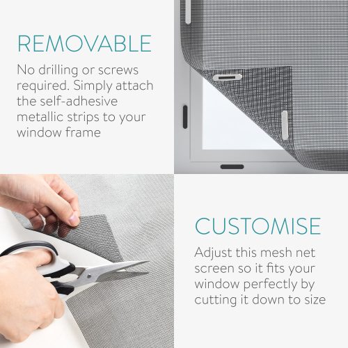 Мрежа против насекоми за прозорци Navaris, 220 x 150 см, регулируема, магнитни щипки, 54487.2