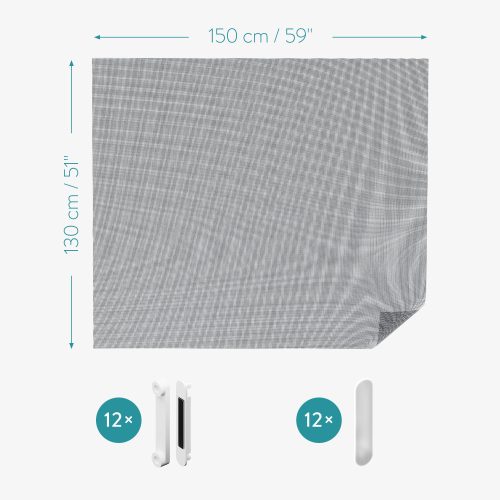 Мрежа против насекоми за прозорци Navaris, 220 x 150 см, регулируема, магнитни щипки, 54487.2