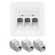 Комплект 1 троен мрежов контакт RJ45 с 3 щекера CAT 6A, Kwmobile, бял, метален, 54571.03.01