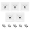 Комплект от 5 екранирани RJ45 мрежови контакта с 5 щекера CAT 6A, Kwmobile, бял, метал, 54571.01.05