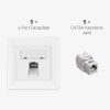Комплект от 5 екранирани RJ45 мрежови контакта с 5 щекера CAT 6A, Kwmobile, бял, метал, 54571.01.05
