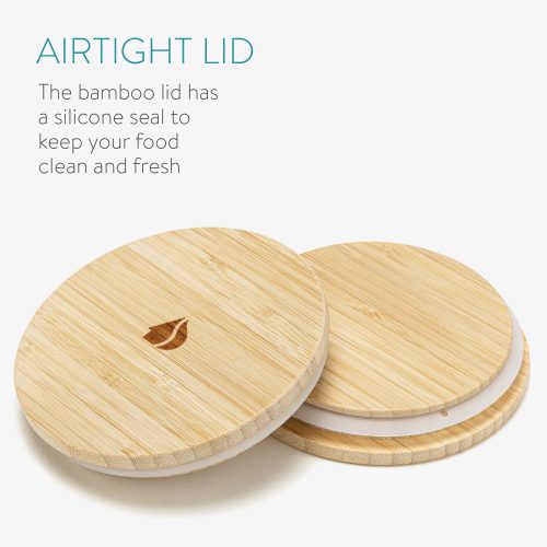 Комплект от 3 буркана за съхранение с бамбуков капак Navaris, 1000 ml, 54600.02.03