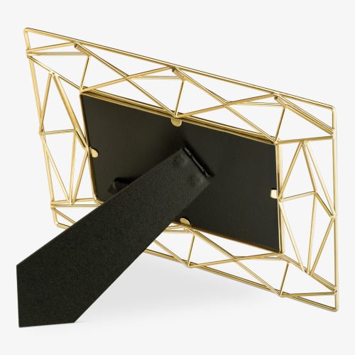 Rama foto metalica Navaris, 24x19 cm, design 3D, pentru poze 10x15, auriu, MDF/sticla/metal