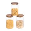 Комплект от 3 буркана за съхранение от акациево дърво Navaris, 1000 ml, 54691.02.03