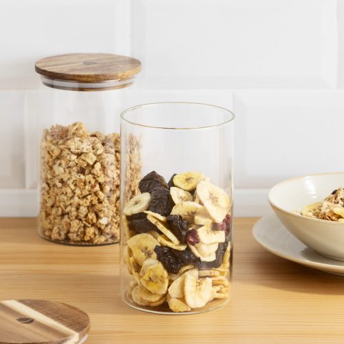 Комплект от 3 буркана за съхранение от акациево дърво Navaris, 1000 ml, 54691.02.03