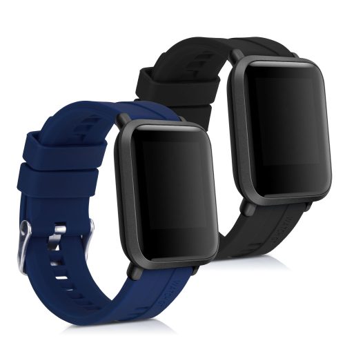 Комплект от 2 каишки за Xiaomi Amazfit Bip / Amazfit Bip Lite, kwmobile, силикон, син / черен, 54776.01