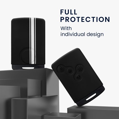 Капак за автомобилен ключ за Renault - 4 бутона - Keyless Go, kwmobile, силикон, черен / бял, 54808.02