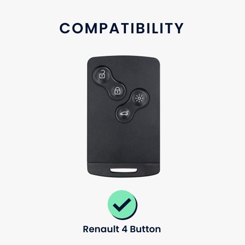 Капак за автомобилен ключ за Renault - 4 бутона - Keyless Go, kwmobile, силикон, черен / бял, 54808.02