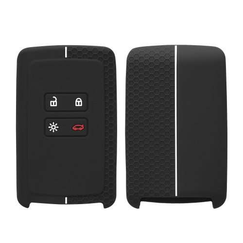 Калъф за автомобилен ключ за Renault / Dacia - 4 бутона - Keyless Go, kwmobile, силикон, черен, 54806.02