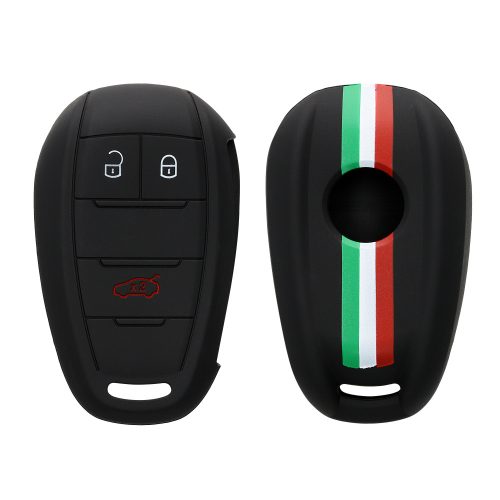Калъф за автомобилен ключ за Alfa Romeo - 3 бутона, kwmobile, силикон, черен, 53855.02