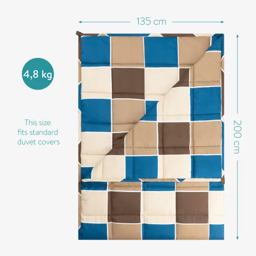 Patura grea Navaris, perle de sticla, 135x200 cm, 4.8 kg, gri, sticla/poliester/bumbac