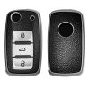 Капак за автомобилен ключ за VW / Skoda / Seat - 3 бутона, kwmobile, силикон, черен / сребрист, 54021.04