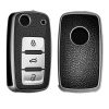 Капак за автомобилен ключ за VW / Skoda / Seat - 3 бутона, kwmobile, силикон, черен / сребрист, 54021.04