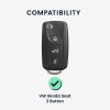 Капак за автомобилен ключ за VW / Skoda / Seat - 3 бутона, kwmobile, силикон, черен / сребрист, 54021.04