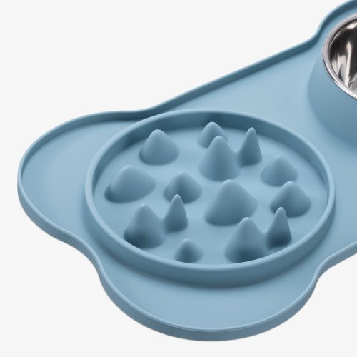 Подложка за бавно хранене Navaris и вградена купа за вода, 42 x 25 см, синя, 55133.17